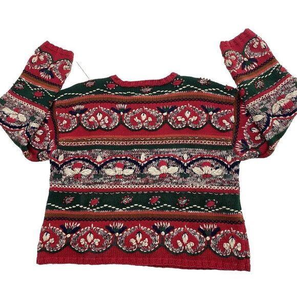 Vtg Van Heusen Handknitted Textured Chunky Knit Sweater Crewneck Womens Medium - Picture 2 of 10